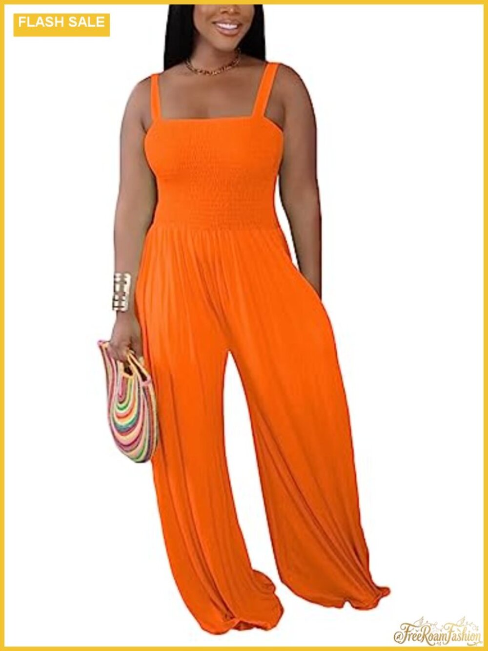 Women's Wide Leg Jumpsuit with Pockets, Off Shoulder Sleeveless Romper,